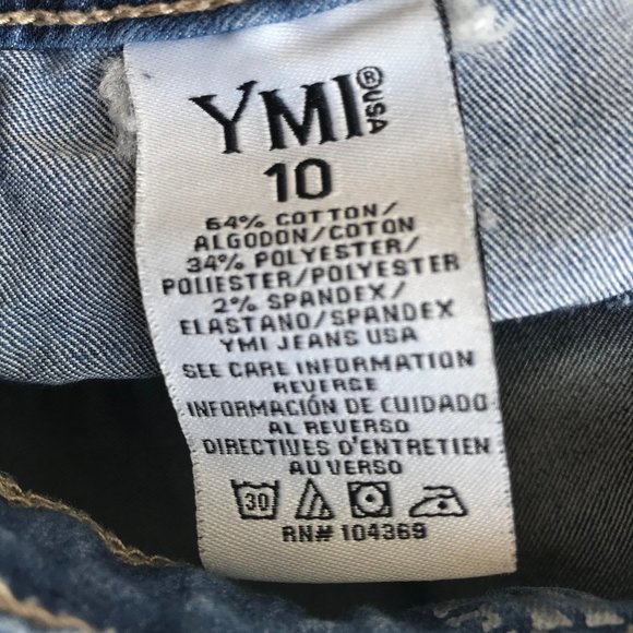 YMI Jean w/Bling Rolled Cuff Girls Size 10 - Picture 7 of 8